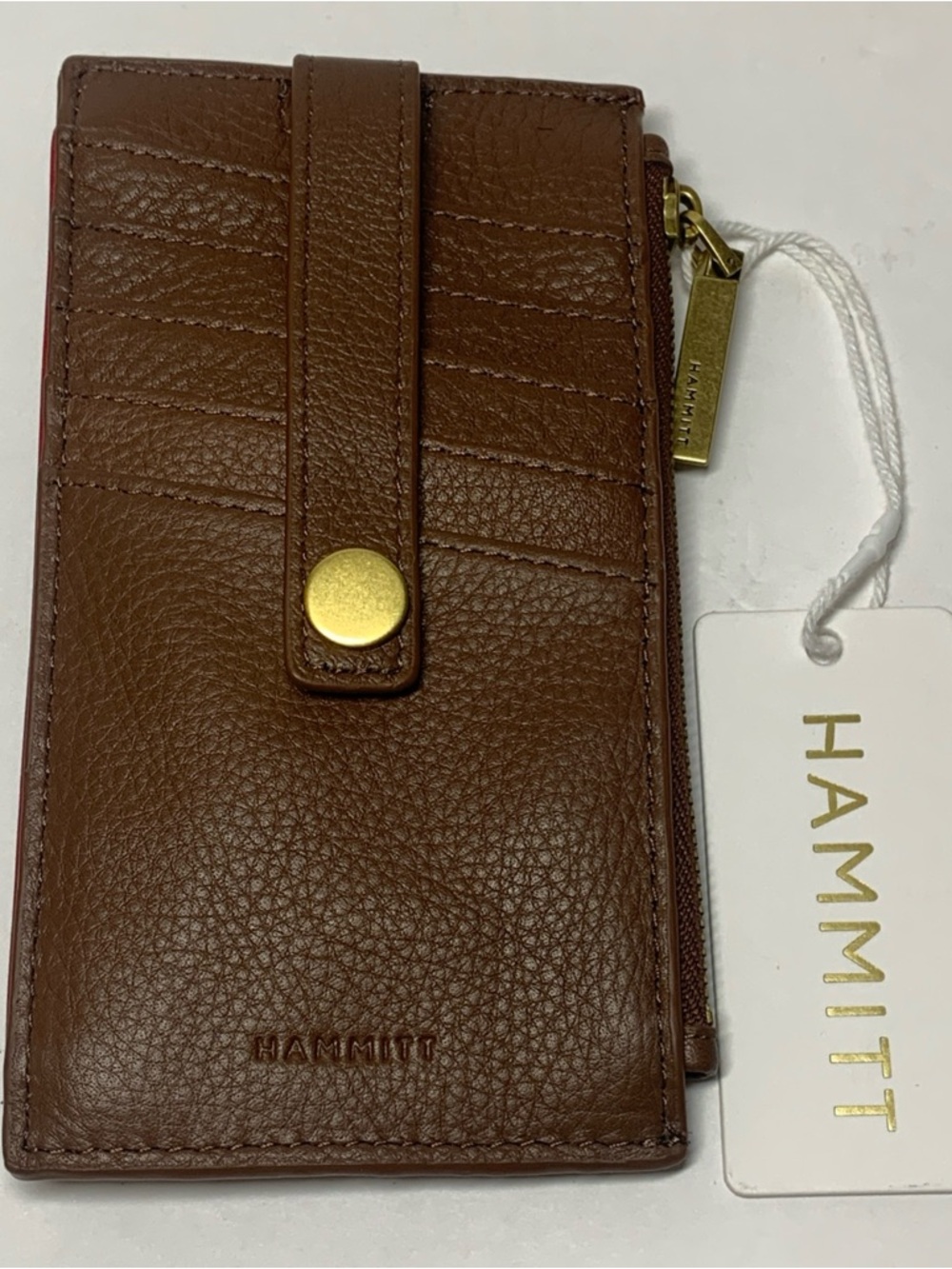 NWT Hammitt 210 West Wallet Card Holder Chocolate Brown Pebble Antique Gold - Picture 11 of 13
